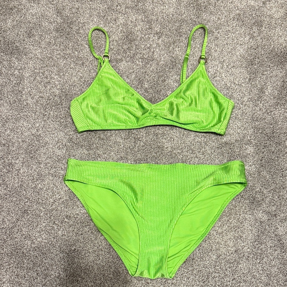 aerie Neon Green Scoop top & Bikini bottom